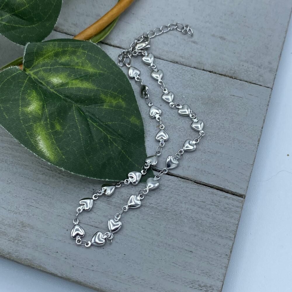 Stainless Steel Anklet With Dangling Hearts Ankle Bracelet